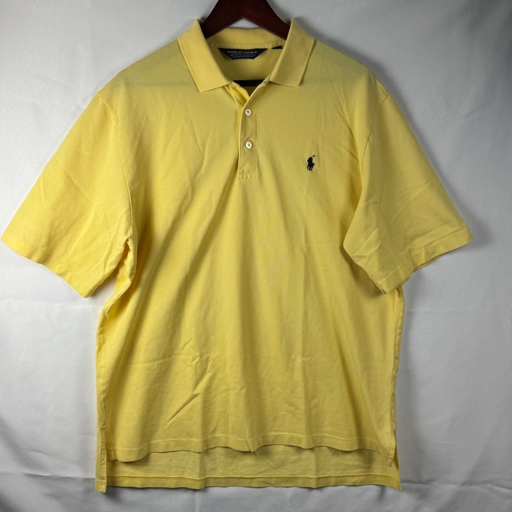 Polo Golf Ralph Lauren Yellow Pima Cotton Short Sleeve Polo Shirt Mens L